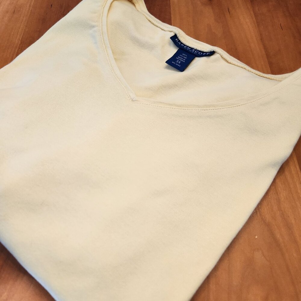 Karen Scott Woman Pale Yellow Tee Size: 3Xโ